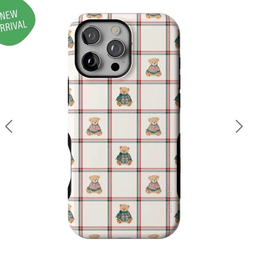 Teddy Plaid Protective Phone Case - Cream